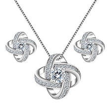 Load image into Gallery viewer, 925 Sterling Silver Cubic Zirconia Bridal Pendant Necklace Earrings Jewlery Set Clear