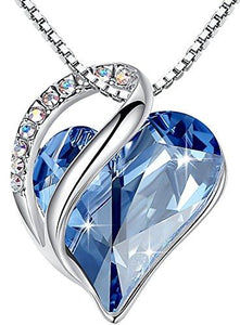 "Infinity Love" Swarovski Crystal Heart Pendant Necklace, Silver-tone, 17"+2", 2017 Spring Collection, Nickel/Lead/Allergy Free, Luxury Gift Box