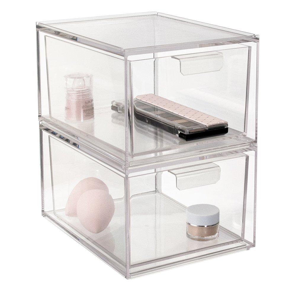 2-Pack Premium Quality Stackable Cosmetic Storage and Makeup Palette Organizer Drawers | Audrey Collection