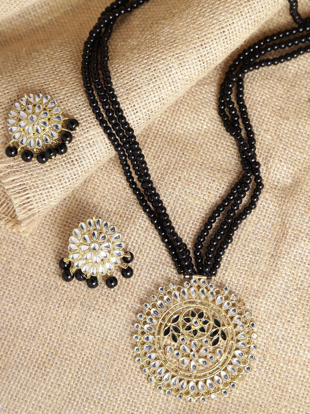 22K GoldPlated Antique origings Kundan Pendant Set for Women