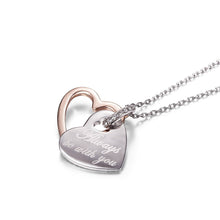 Load image into Gallery viewer, &quot;Always Be with you&quot; Engraved Dual Heart Pendant Necklace Version:SWAROVSKI/PRECIOSA/Sterling Silver