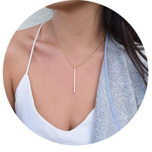 Load image into Gallery viewer, Boutique Minimalist Long Bar Necklace Simple Vertical Bar Necklace for Women