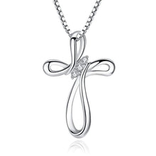 Load image into Gallery viewer, 925 Sterling Silver Gem Faith Hope Love Cross Pendant Necklace for Girls and Women, 18&quot;