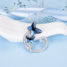 Load image into Gallery viewer, 925 Sterling Silver CZ "Butterfly Lover" Vine Made with Swarovski Crystals Pendant Necklace