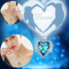 Load image into Gallery viewer, Angel Wings Love Heart Crystal Necklace