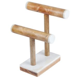 Discover the creative home natural marble stone and mango wood 2 tier necklace bracelet display stand 8 7 8 l x 4 3 8 w x 11 3 4 h off off white patterns may very