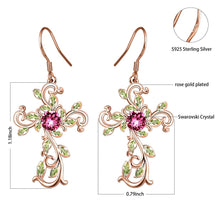Load image into Gallery viewer, Angelady&quot;God We Trust&quot;Cross Pendant Necklace Dangle Earrings Set with S925 Sterling Sliver Prong,Crystal from Swarovski