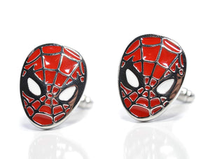 Black Spiderman Cufflinks - Superhero Novelty Cuff Links Red