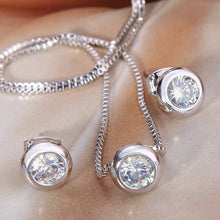 Load image into Gallery viewer, 7 Colors Cubic Zircon Jewelry Set Stainless Steel Crystal Necklace Earrings Bracelets Ring Valentines Day Birthday Gifts