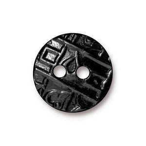 Round Coin Flat Buttons - Qty 3 Buttons - TierraCast Black Ox Plated LEAD FREE Pewter