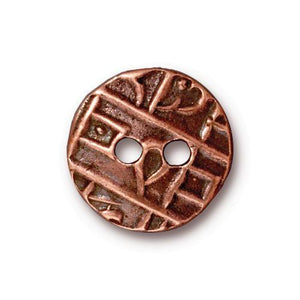 Round Coin Flat Buttons - Qty 3 Buttons - TierraCast Copper Plated LEAD FREE Pewter