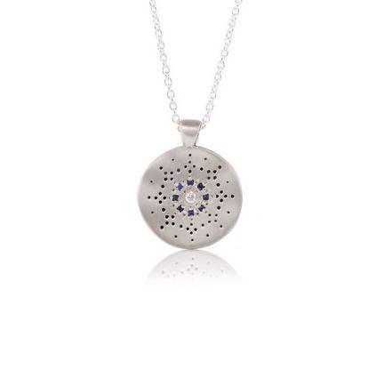 Dreamcatcher Diamond and Sapphires Pendant Necklace