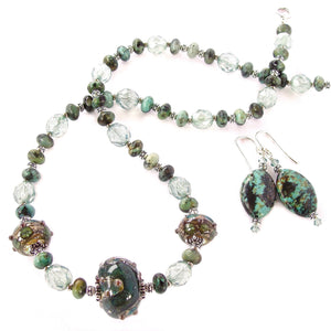 Sinclair: African Turquoise Necklace with Art Glass