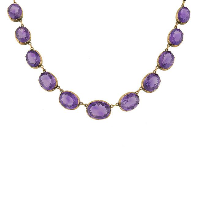 Victorian 14kt Faceted Amethyst Necklace