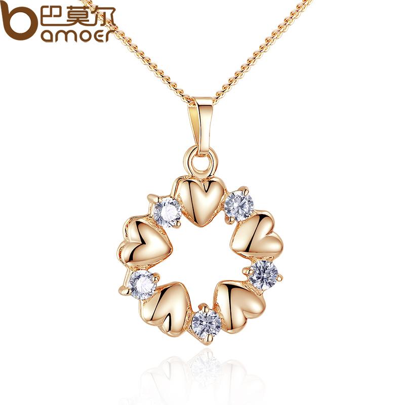 Gold Color Heart Necklaces & Pendants with AAA Zircon