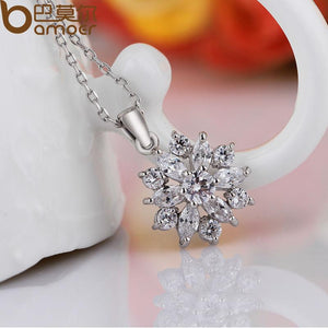 White Gold Color Necklaces Pendants with White AAA Cubic Zirconia