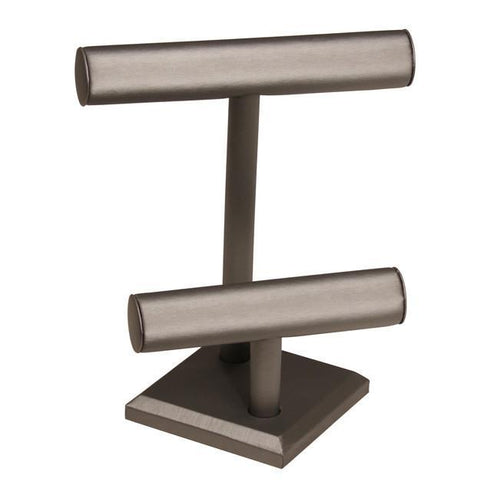 #BD-2123R-SG Steel Gray Faux Leather Double T-Bar Display