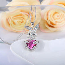 Load image into Gallery viewer, Bella Fashion Bling Heart Lovely Rabbit Pendant Necklace Austrian Crystal Animal Necklace For Women Party Jewelry Valentine Gift