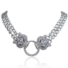 Load image into Gallery viewer, Bella Fashion Duel Panther Leopard Choker Necklace Austrian Crystal Rhinestone Animal Necklace For Women Party Jewelry Gift