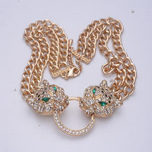 Load image into Gallery viewer, Bella Fashion Duel Panther Leopard Choker Necklace Austrian Crystal Rhinestone Animal Necklace For Women Party Jewelry Gift