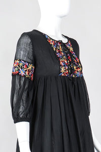 Sheer Embroidered Peasant Dress