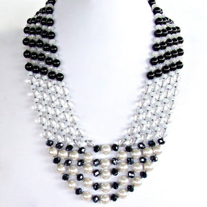 Eclipse: 25" Black and White Statement Necklace