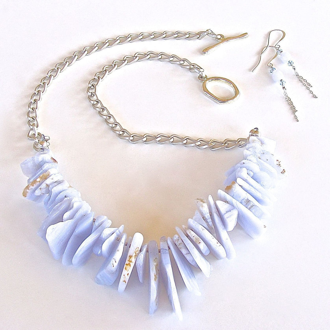 Blue Lace: Chunky Light Blue Necklace Set