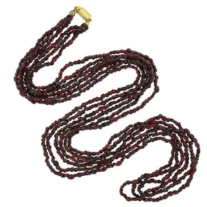 Victorian 14kt Bohemian Garnet 3-Strand Necklace