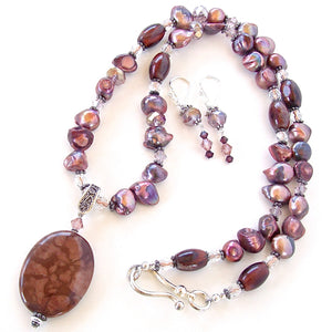 Rhubarb: Burgundy Necklace with Pendant