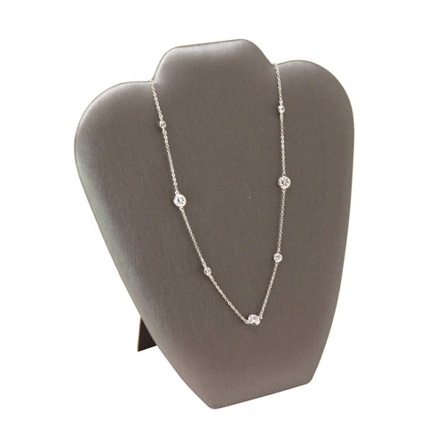 #CD-6704R-SG Steel Gray Faux Leather Necklace Easel Display