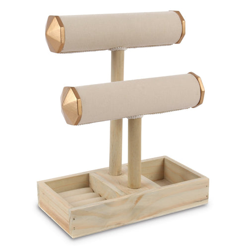 #COP2630 Wooden T bar - Bracelet & Necklace Jewelry Organizer Ring Holder Display