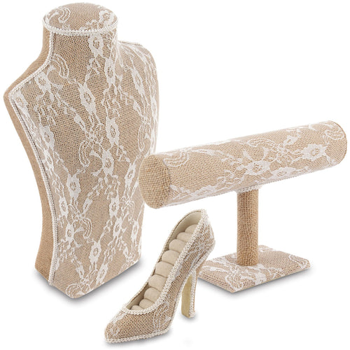 #COP4162-LN Jewelry Holder Hanging Necklace Earring Bracelet Rings Organizer Display Stand Set