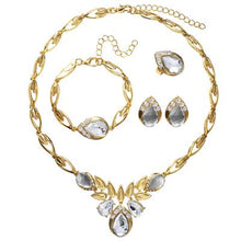 Load image into Gallery viewer, CWEEL Nigeria Perlé Or Couleur Bijoux Ensembles Pour Les Femmes Créé Cristal/CZ Collier Goutte D'eau Boucle D'oreille Partie Accessoires De Vacances