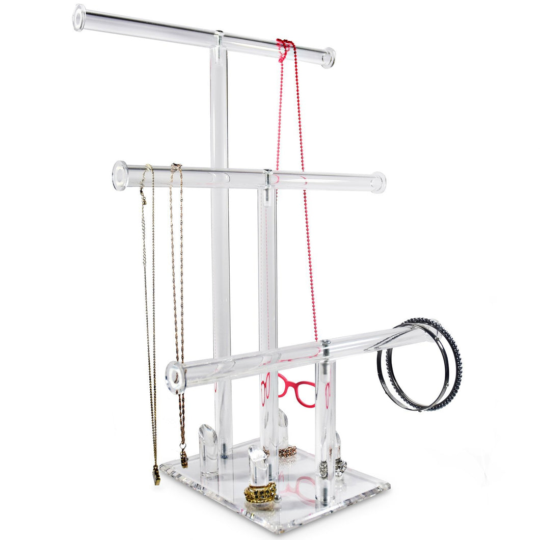 #DP616 3-Tier Acrylic Necklaces Bracelets Rings Stand Holder Jewelry Display