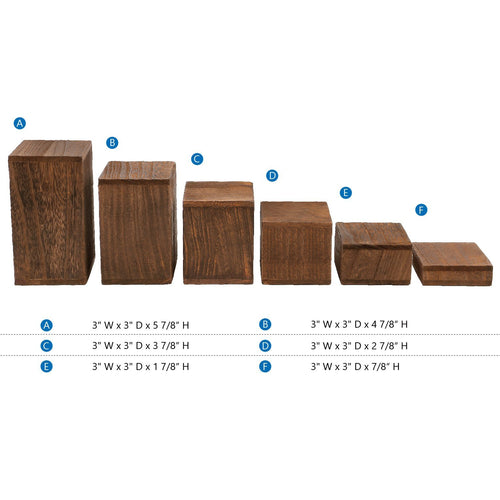#DPW514-BR Wooden 6 Pcs Square Risers Display
