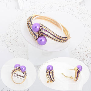"Elegant Series"18K  Handmade Chunky Gold Plated Purple Pearl Fashion Jewelry