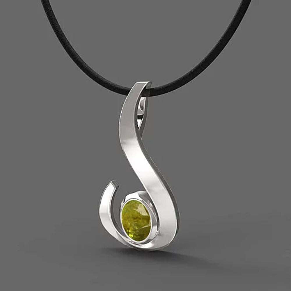 FANY Jewelry Excellent Cut August Birthstone White Gold Peridot 14 Solid Gold Necklace Pendant With Natural Mined Gemstone