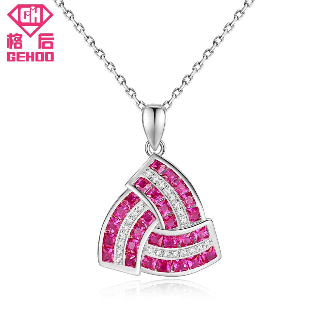 2018 Choker Triangle Geometric Pesionality Nature Gem Stone Pendant Necklace 925 Sterling Silver Charm Chain Women Jewelry