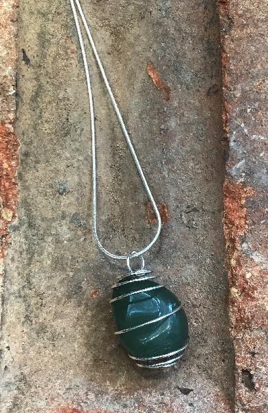 Green Aventurine Stone Wire Wrapped Necklace