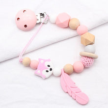 Load image into Gallery viewer, Baby Pacifier Clip Chain Silicone Beads Wooden Holder Soother Pacifier Clips Nipple Holder for Infant Nipple Bottle Clip Chain