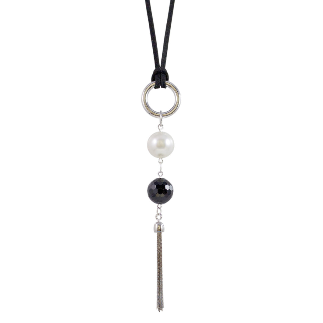 Hooplah Pearl Bead Tassel Necklace