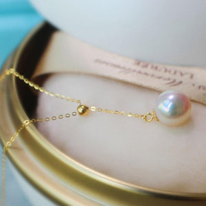 Sinya Trendy Multifunctional Pendant 18k Au750 gold necklace with natural pearl for women girls lover Y style adjustable chain