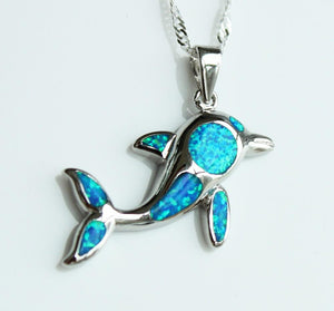 Dolphin Backer Opal Jumping Dolphin Necklace