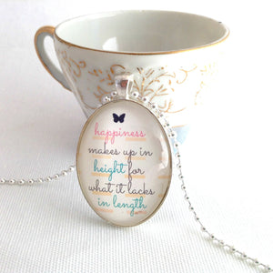 happiness quote necklace, inspirational jewellery, typography pendant