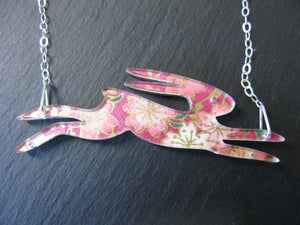 Large Running Hare Design Reversible Necklace
