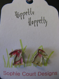 Rabbit Design Earrings in Pink and Cream