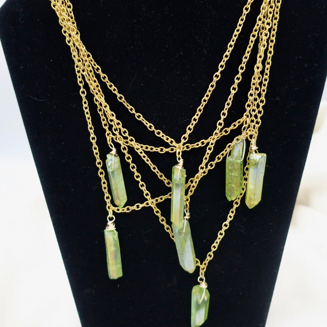 Green Radiated Crystal Necklace