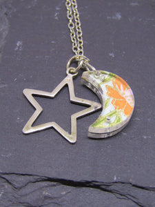 Moon and Star Design Reversible Necklace