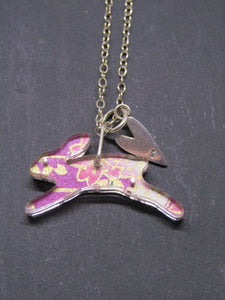 Loveheart and Hare Design Reversible Necklace
