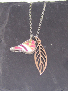 Robin & Rose Gold Leaf Design Reversible Necklace